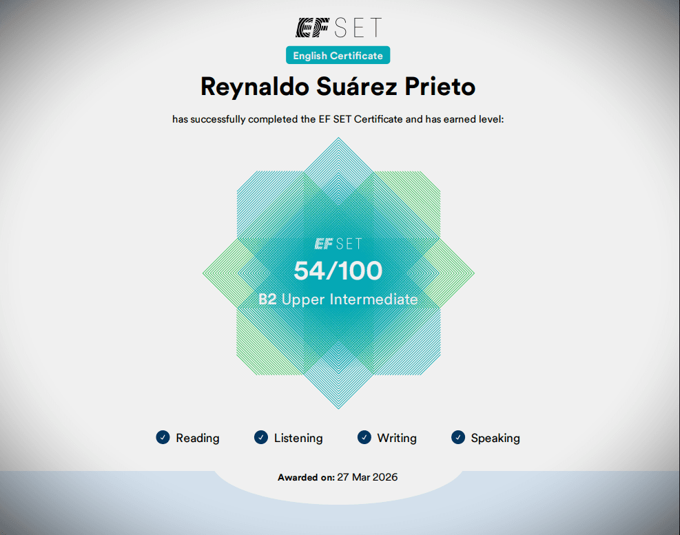 Certificación EF SET English Certificate - Nivel B2 Upper Intermediate