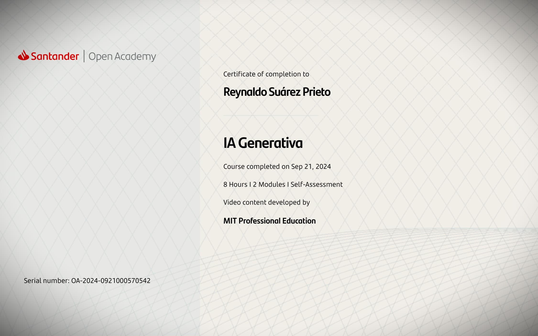 Certificación 'IA Generativa ' - MIT-Santander